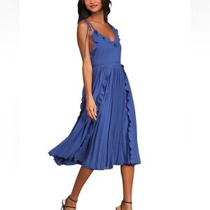 Lulu's Blue Ruffle Midi Dress